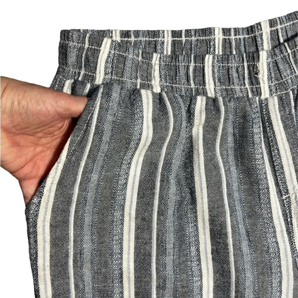 Briggs Linen Blend Striped Boho Wide Leg Crop Pants‎ Sz. L